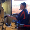 boy in engine cab